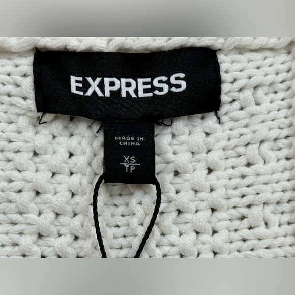 Express Women's Heavy Knit Button Sweater with Pockets, White, Size XS - Picture 11 of 14